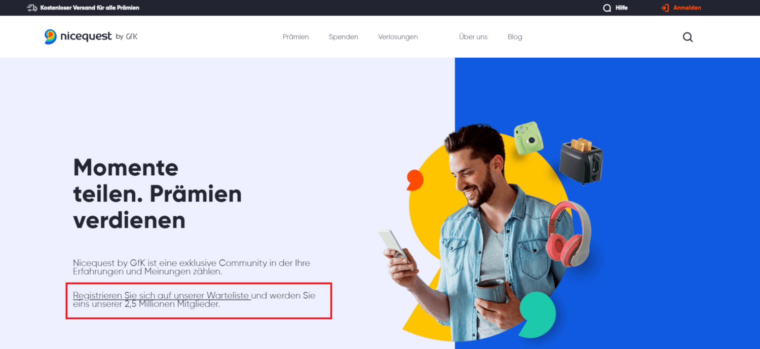 Freunde zu Nicequest by GfK einladen über die Warteliste