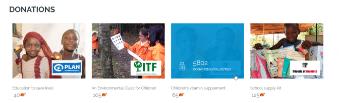 Donation section of Nicequest