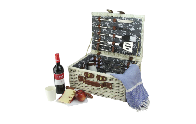 Woven White Willow Picnic Basket Set