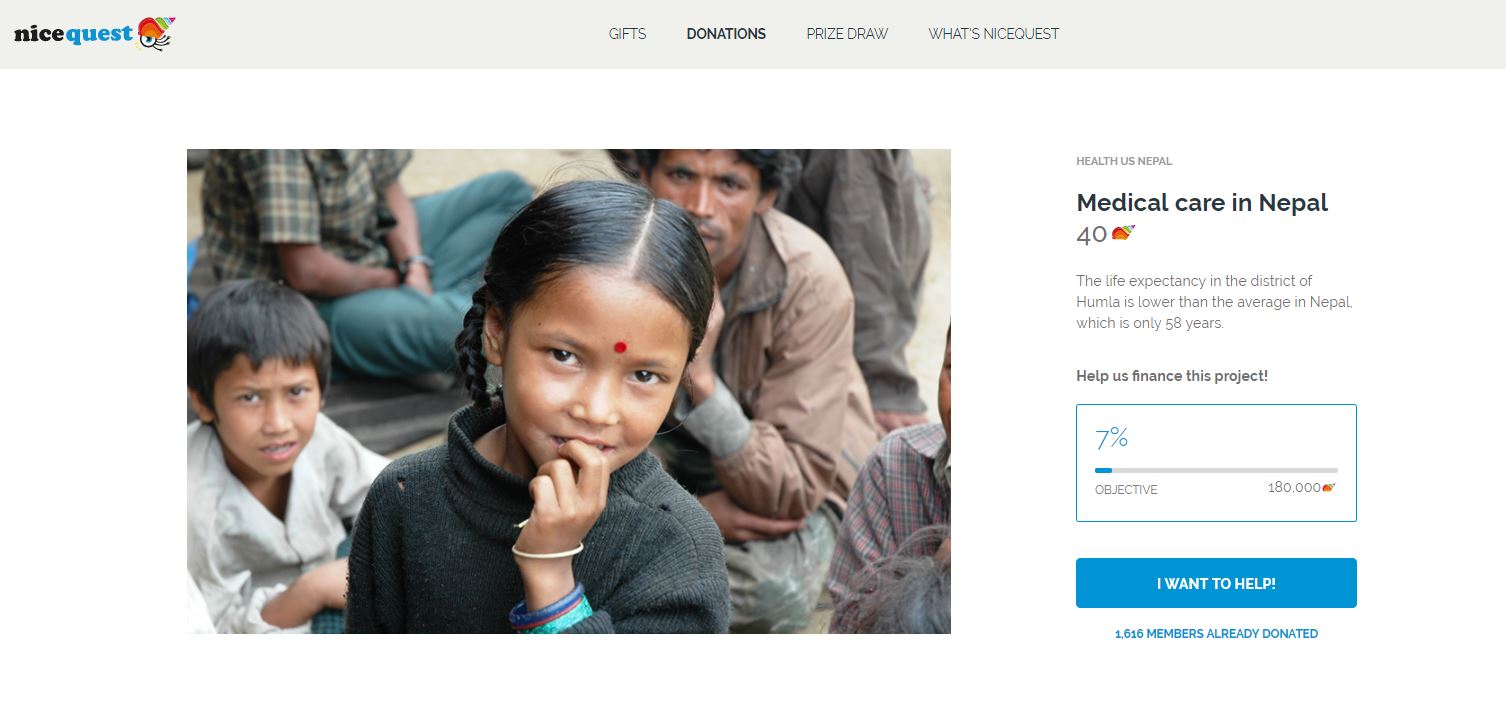 Health us Nepal donation campaign with Nicequest