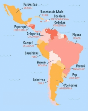 Como chamam as pipocas nos países da América latina