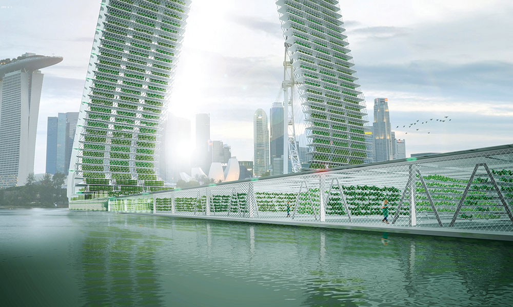 Projeto de fazendas flutuantes da empresa Forward Thinking Architecture 